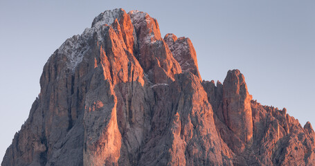 The northern side of Sasso Lungo at sunset from the Val Gardena area - obrazy, fototapety, plakaty
