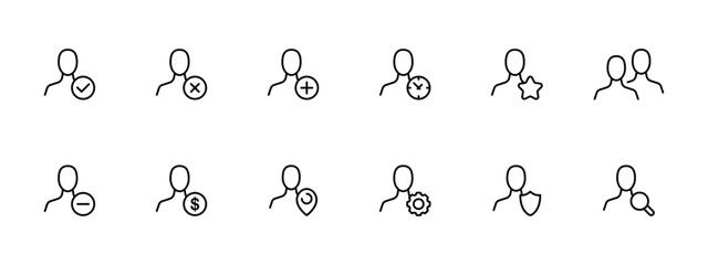 Man with different themed icon set. Acceptance, refusal, new employee, schedule, employee of the month, communication, payment, location, protection of employees, candidates. Workers concept.