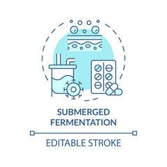 Submerged fermentation soft blue concept icon. Pharmaceutical industry production. Biotechnological cultivation. Round shape line illustration. Abstract idea. Graphic design. Easy to use in article