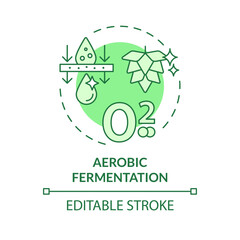 Aerobic fermentation green concept icon. Agricultural conditions, metabolic processes. Cultivation technology. Round shape line illustration. Abstract idea. Graphic design. Easy to use