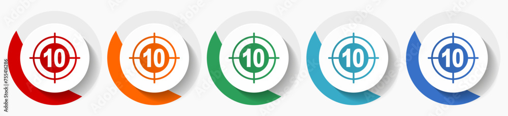 Poster Target vector icon set, flat icons for logo design, webdesign and mobile applications, colorful round buttons