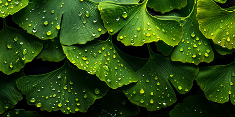 Green leaves with water droplets on them, Water drops on green leave, background, wallpaper
