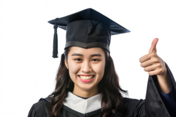 beautiful asian student girl isolated on white or transparent png