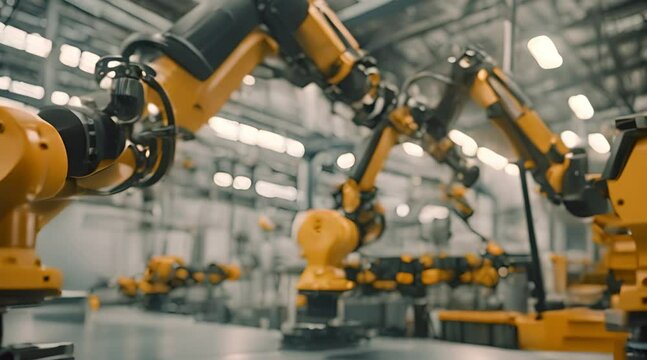 automation robot arm machine in intelligent factory industry on real-time monitoring system software