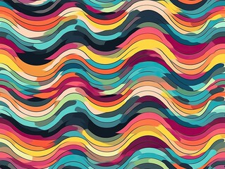 Colorful geometric seamless repetitive curvy waves pattern texture background.
