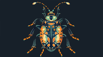 Spring nice glowing bug with ornate back. Hand drawn