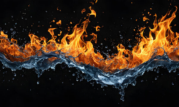 Fiery flames meet cool splashing water