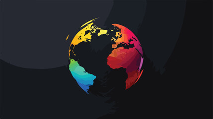 The colorful globe logo with a black background is pe