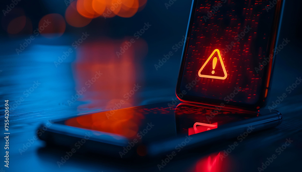 Poster notification icon warning about smartphone security.