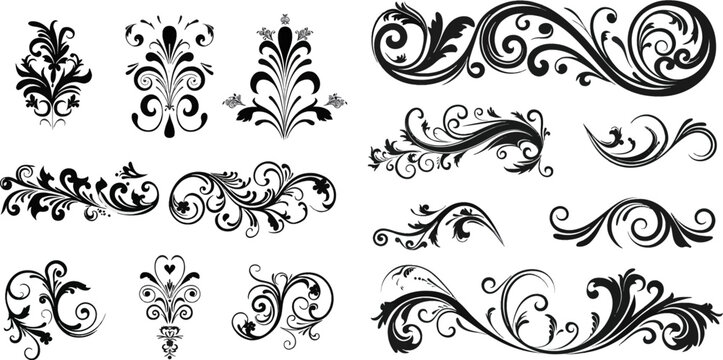 Collection decorative borders and swirls