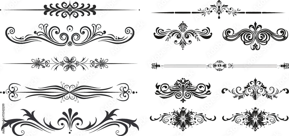 Poster set of vector calligraphic design elements and page decoration