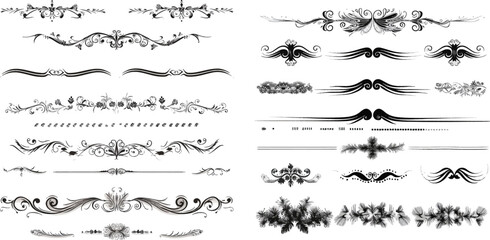Set of decorative calligraphic borders for editable and design - obrazy, fototapety, plakaty
