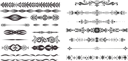 Set of decorative calligraphic dividers for editable and design - obrazy, fototapety, plakaty