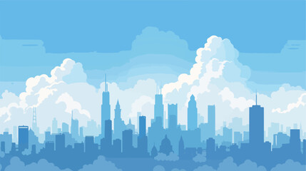 City silhouette under blue sky and clouds - obrazy, fototapety, plakaty
