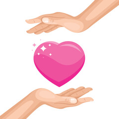 vector hands supporting heart