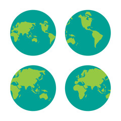 Vector globes showing earth with all continents