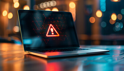 notification icon warning about laptop security.