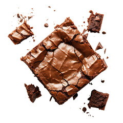 Chocolate Brownie isolated on white transparent background, ultra realistic, PNG

