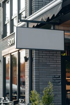 Modern Close-Up of the Vertical Sign Atop a New Restaurant, Signifying Contemporary Style and Culinary Excellence.