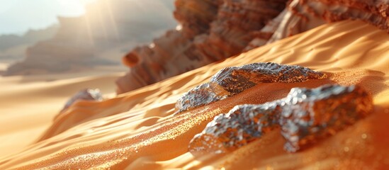 Desert Landscape Up-Close A Revelation of Natures Textures and Patterns in Warm Sunlit Hues