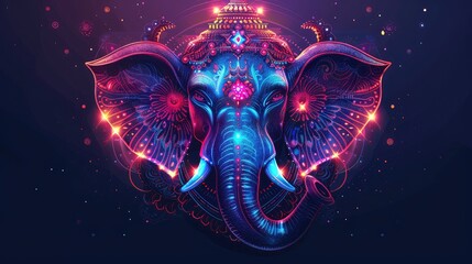 Digital art of Lord Ganesha with a neon glow, combining traditional iconography with a futuristic cyberpunk aesthetic.
Generative ai - obrazy, fototapety, plakaty