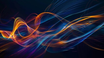  An abstract composition of light painting trails against a dark background