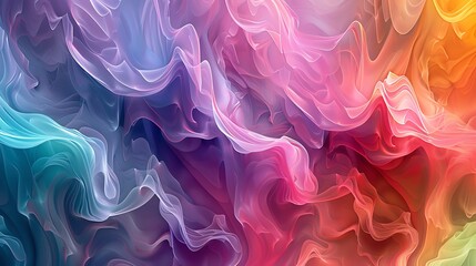 Fluid abstract pattern with wavy lines and a spectrum of colors from pink to blue