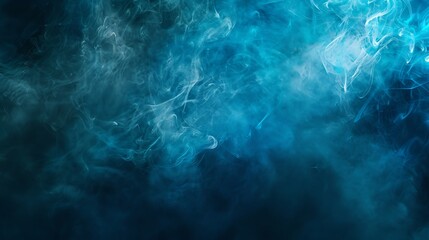 a dynamic and ethereal smoky pattern in various shades of blue, giving off an underwater or mystical atmosphere - obrazy, fototapety, plakaty