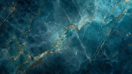 An abstract marble-like pattern with swirls of rich teal and lighter hues, interlaced with streaks of gold, creating a luxurious, fluid appearance reminiscent of the ocean. - obrazy, fototapety, plakaty
