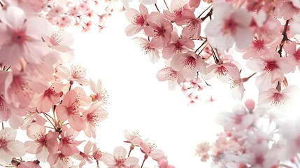 Elegant cherry blossoms in full bloom against a soft, light background, symbolizing spring and renewal 