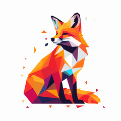 Colorful Fox in Geometric Composition, Svg Vector Clipart