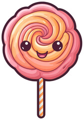 Lollipop with face kawaii style cartoon sticker