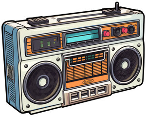 Retro cassette player colorful cartoon sticker