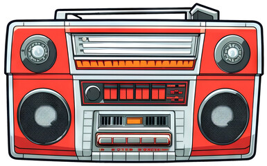 Retro cassette player colorful cartoon sticker