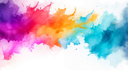 Abstract colorful watercolor splash on white background, design element