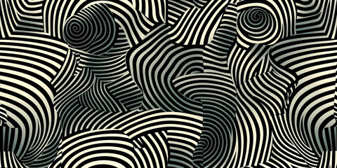 Abstract black and white swirling lines pattern