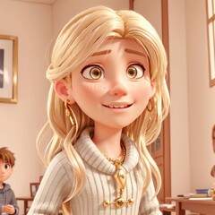 portrait of a girl 3d cartoon