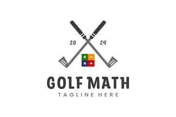 Modern Flat design Unique Mathematics Golf Ball club Graphic logo template Minimalist Golfing Logo