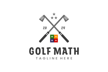 Modern Flat design Unique Mathematics Golf Ball club Graphic logo template Minimalist Golfing Logo