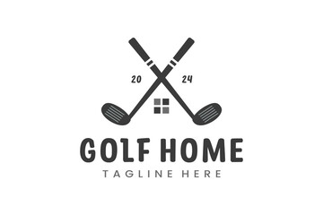 Modern Flat design Unique Home Golf Ball club Graphic logo template Minimalist Golfing Logo template