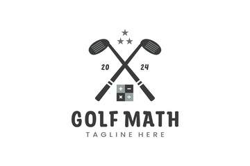 Modern Flat design Unique Mathematics Golf Ball club Graphic logo template Minimalist Golfing Logo