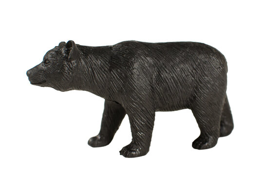 Plastic bear toy, isolated on white background.