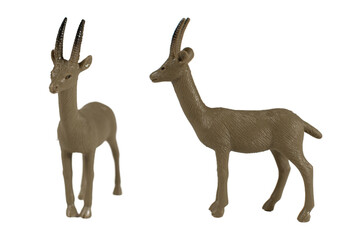 Plastic deer toy, isolated on white background.
