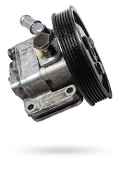 Vane pump or hydraulic power steering pump on a white background engine parts. Spare parts auto catalog.