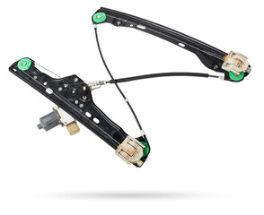Electric window mechanism motor for a car on a white isolated background. Automotive spare parts catalog