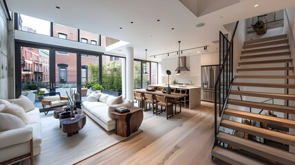 Spacious Modern New York Townhouse with Bright Natural Light and Sleek Architectural Design