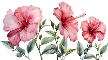 pink hibiscus flower  isolated on white background