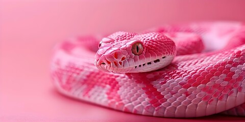 A pink Snake in a bright monochromatic pink environment . Concept Colorful Props, Animal Photography, Monochromatic Setting, Pink Aesthetic, Creative Concepts