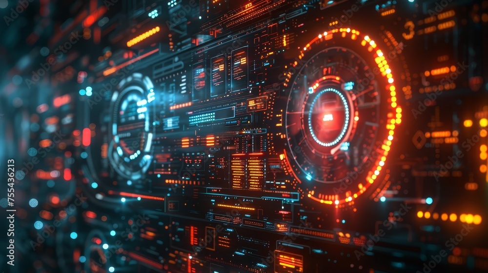 Poster a digital fortress showcasing advanced cybersecurity and data encryption