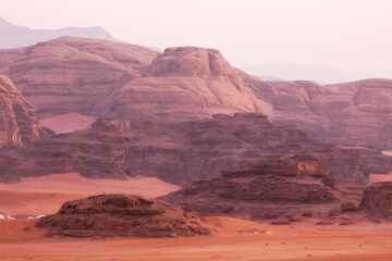 Morning landscape Wadi Rum desert, Jordan